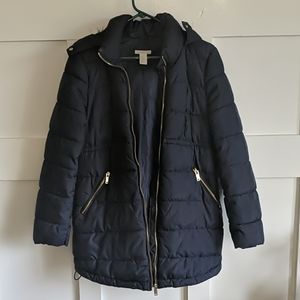 Maternity navy hooded coat